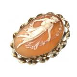 14K Cameo Pin Pendant 5.5g TW 1 1/2" H