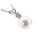 14K WG Pearl Diamond Pendant 16" L