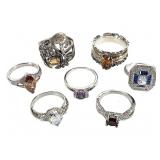 7 Sterling Rings 38.8g TW
