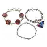 3 Sterling Dichroic Glass & Other Bracelets