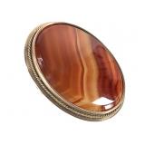 10K Agate Brooch Pin 20.7g TW 2" H