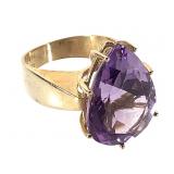 10K Amethyst Pear Ring 5.9g TW Sz 6 1/2