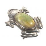 Sterling Mexico Silver Jasper Frog Pin 37.1g TW