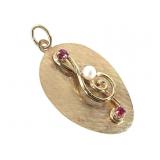 14K & Ruby Pearl Pendant 2.9g TW