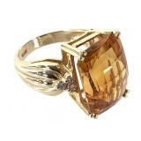14K Orange Citrine Ring 8.6g TW Sz 7 1/2