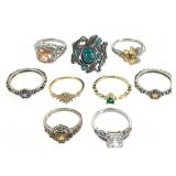 9 Sterling Rings 30.7g TW Sizes 8 - 9