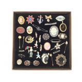 32 Figural & Other Brooches & Stick Pins