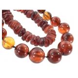 2 Amber Necklaces 22 1/2" & 36" L