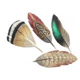 Amazing Carved Hand-painted Feather Pins
