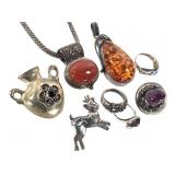 Sterling Necklace Pendants Pins+ 85.4g TW