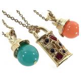 Givenchy Orb & Lock Pendants on 37" L Necklaces