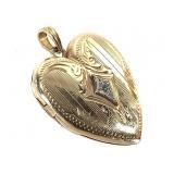 14K Heart Locket w Diamond 2.8g TW 1" H
