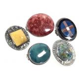 Vtg Ceramic & Other Brooches Pins