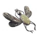 2 3/4" W Sterling Jade Insect Pin 30.7 g TW
