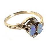 14K Opal Seed Pearl Ring 2.3g TW Sz 7
