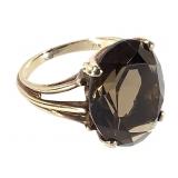 10K Smoky Quartz Ring 4.7g TW Sz 4 1/4