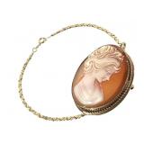 GF Van Dell Shell Cameo Pin & Bracelet