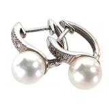 14K WG 6mm Pearl Earrings 2.4g TW