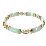 14K Jade Bracelet 7" L 12.6g TW