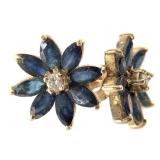 10K Sapphire Diamond Earrings 2.5g TW