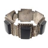 Vtg Mexican Sterling & Onyx Bracelet 66g TW