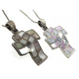 2 Sterling Necklaces w Shell Cross Pendants