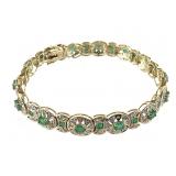 18K Diamond Emerald Bracelet 21.7g TW 7 1/2" L