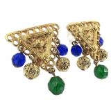Ben Amun Clip Earrings 1 3/4" H