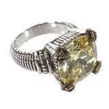 925 18K Citrine Diamond Ring 10.6g TW