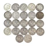 22 90% Half Dollars: 12 Walkers, 7 Franklin and