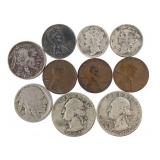 Mixed Lot: 2 Silver Qtrs, 2 Silver Dimes, 2