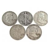 5 90% Half Dollars