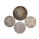 Silver Lot: 3 Quarters, 1 1964 Kennedy