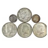 Silver Lot: 2 40% Halfs, 2 90% Dimes