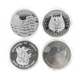 4 Copper Silverplated Coins Kennedy Moon Landing +