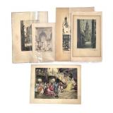 3 Signed Etchings T Roux L Robin + & 2 Gravure