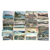 75+ E 20th C+ Postcards Col Litho + Boats Bridges+