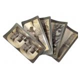 5 Stereoviews Keystone Jewish Mkt  Military Ships+