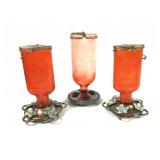3 Glass Hummingbird Feeders