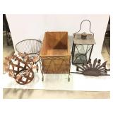 Copper Toned Metal Baskets & Hanging Lantern