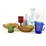 Vintage Colored Glass Ashtray Vase Goblet