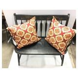 Black Wood Bench w/ Throw Pillows