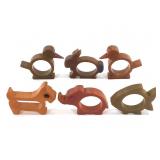 6 Bakelite Animal Napkin Rings