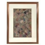 1940 Needlepoint Sampler Crazy Quilt Design Framed