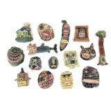 Mark Bulwinkle Painted Ceramic Face Tiles 15 Pcs