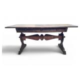 Antique Continental Wood Trestle Table