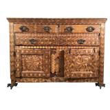 Antique Mosaic Applied Parquet Sideboard