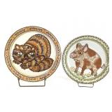 Rothwoman Pig & Cat Pottery Plates