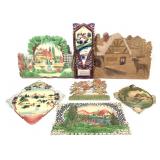 7 Antique Die-Cut Pressed Paper German Wall Decor