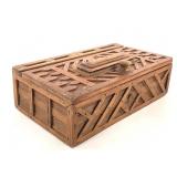Tramp Art Slat Wood Sewing Box
